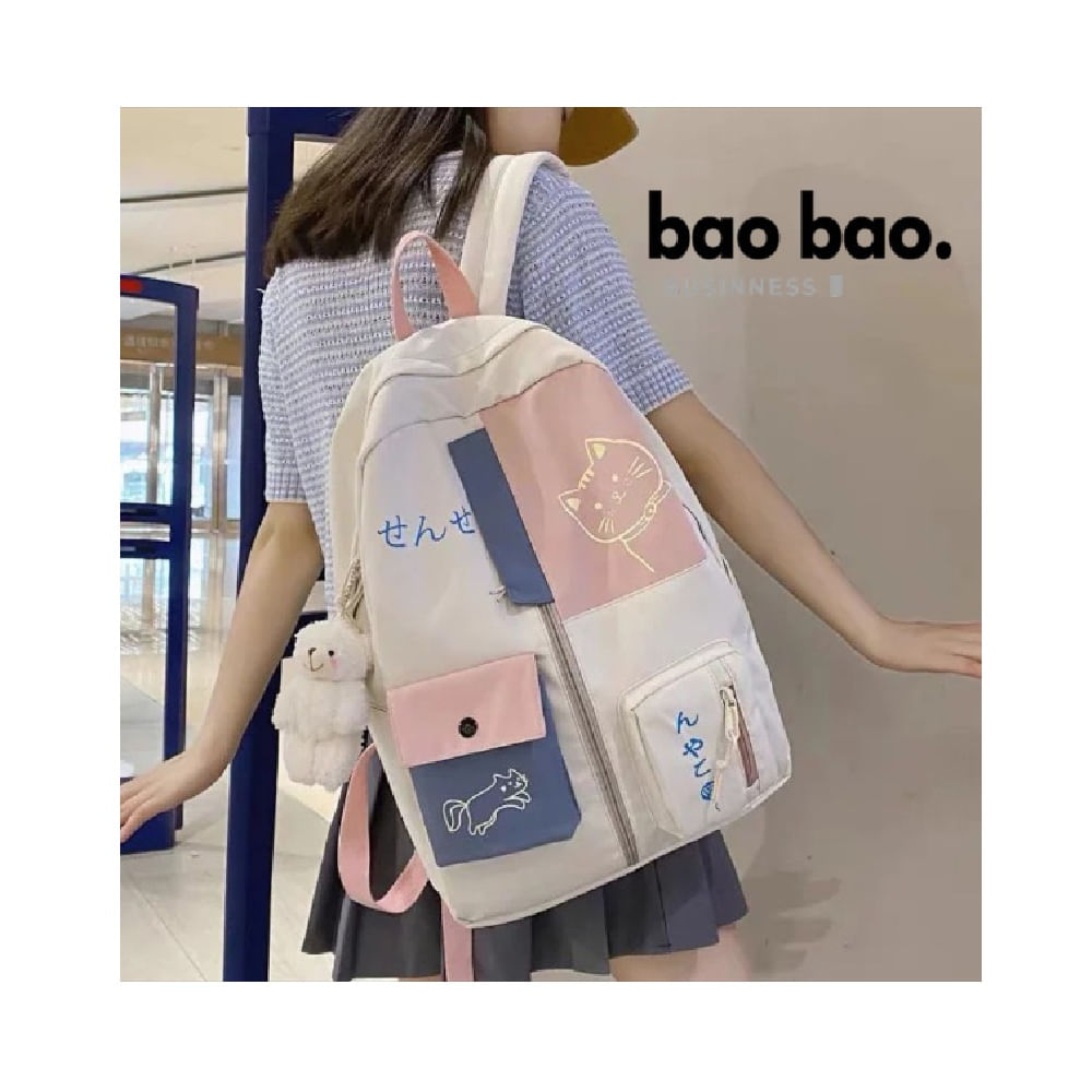 MOCHILA PORTA LAPTOP ESTILO GATITO MODA JUVENIL PARA MUJER KAWAII