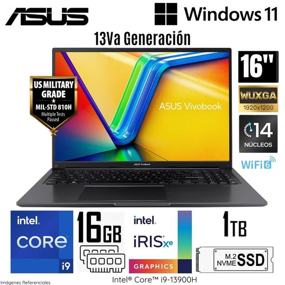 Laptop Asus Vivobook 16 X1605VA-MB195 Intel Core i9-13900H 16GB RAM 1TB SSD 16 WUXGA Indie Black