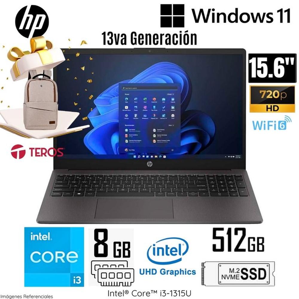 Laptop HP 250 G10 Intel Core i3-1315U 8GB RAM 512GB SSD 15.6 HD - A29CMLA más Regalo