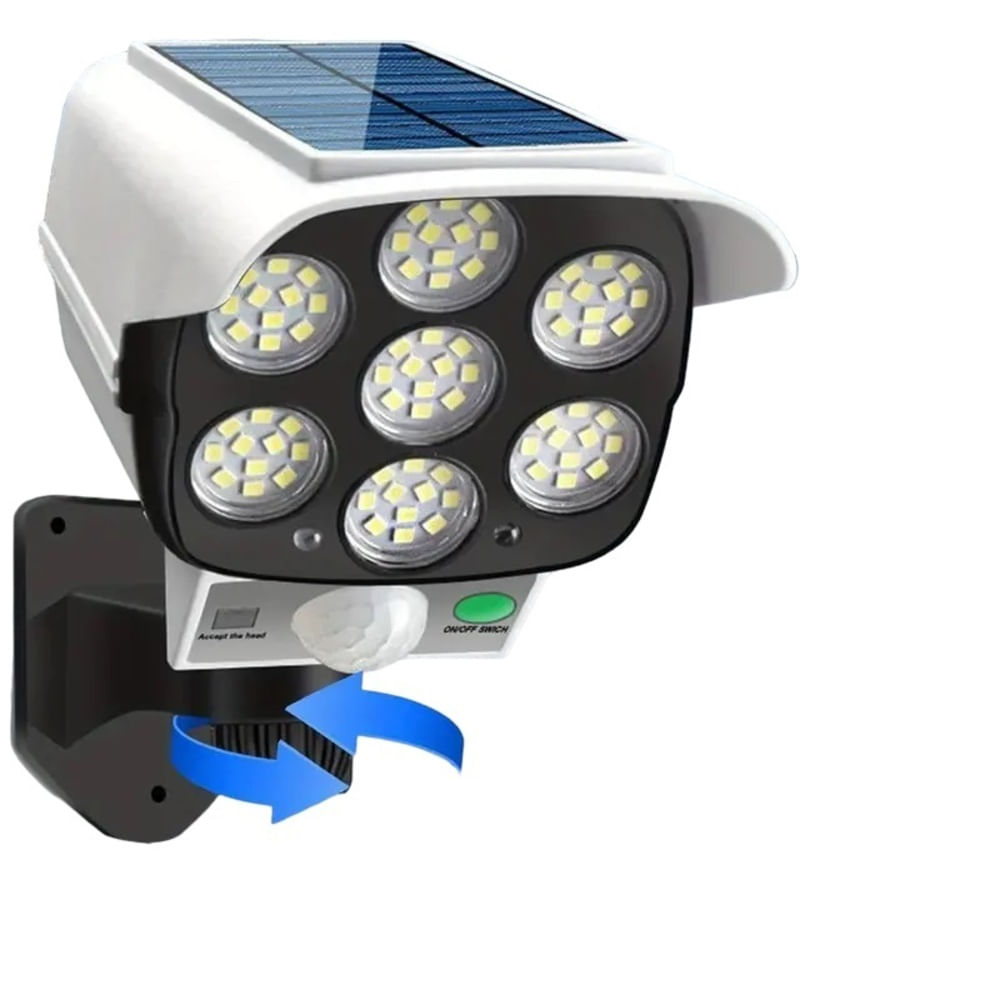 Cámara Simulada de Seguridad con Sensor Humano Solar  Blanco