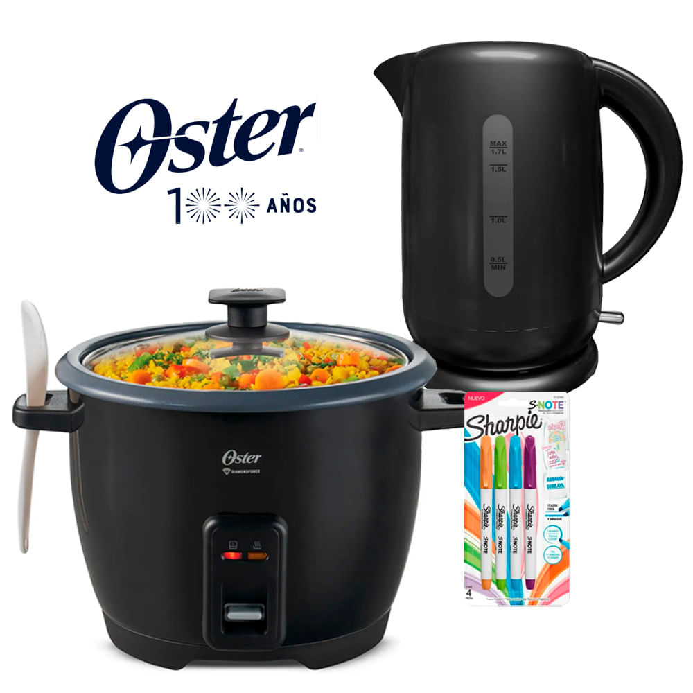 Kit  Hervidor Eléctrico Oster BVSTKT3101  mas Arrocera CKSTRCB10DFBLK