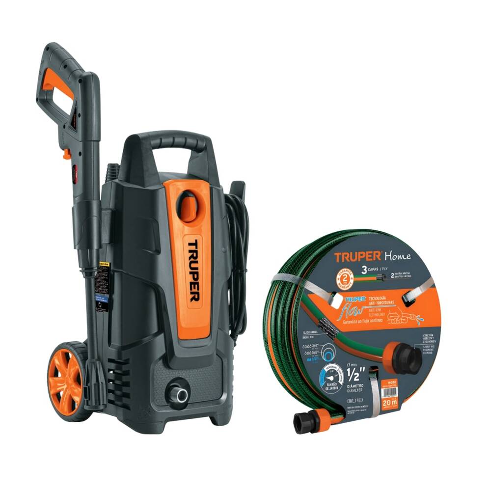 Combo Hidrolavadora portatil Truper  Manguera 20m Truper 102095-16052