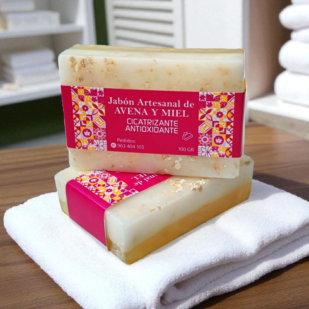 Jabon Artesanal de Avena y Miel Exfoliante y Suave - Pack 2 Und.