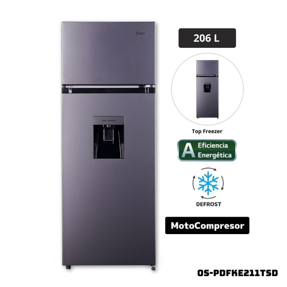 REFRIGERADORA OSTER 206 L TOP FREEZER GRIS PLATEADO - OS-PDFKE211TSD