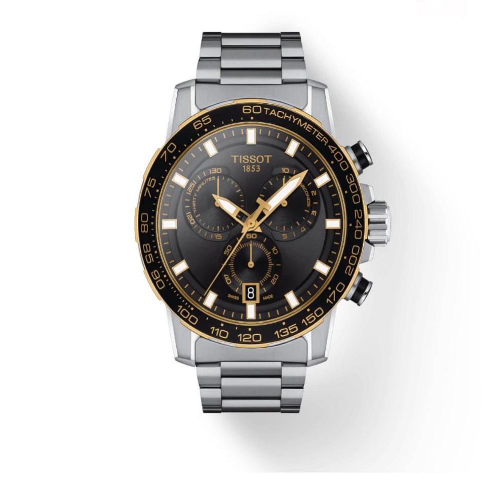 RELOJ TISSOT SUPERSPORT BISEL DORADO CON NEGRO CRONOGRAFO