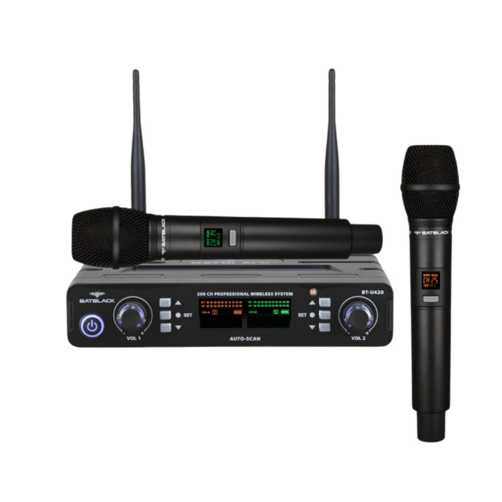 Microfono Inalambrico Profesional Uhf Batblack BT-U420  Frecuencia variable