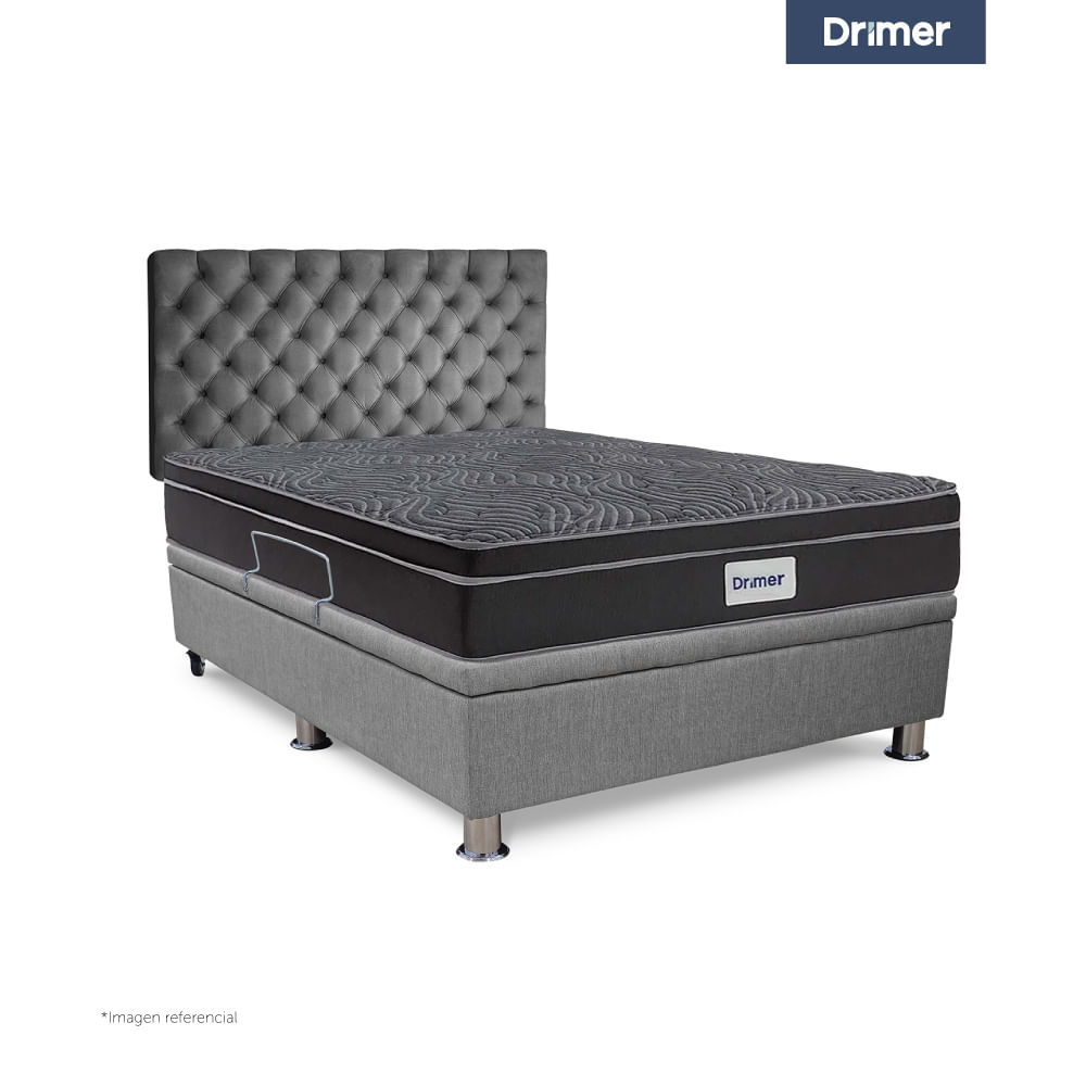 Dormitorio Praktibox Ventus Queen Capitone Gris Plata