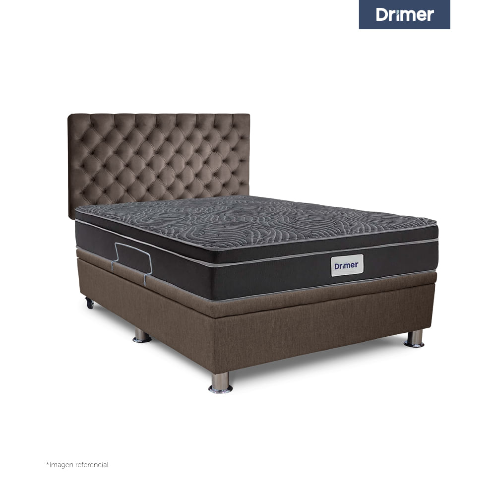 Dormitorio Praktibox Ventus 1.5 Plazas Capitone Marrón