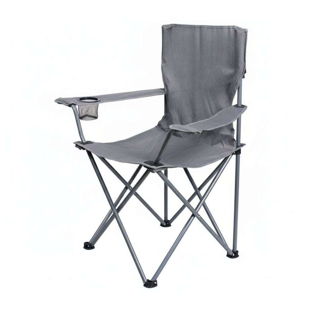 Silla Plegable Orange Gris con Brazos y Posavaso Silla Plegable Orange Gris con Brazos y Posavaso