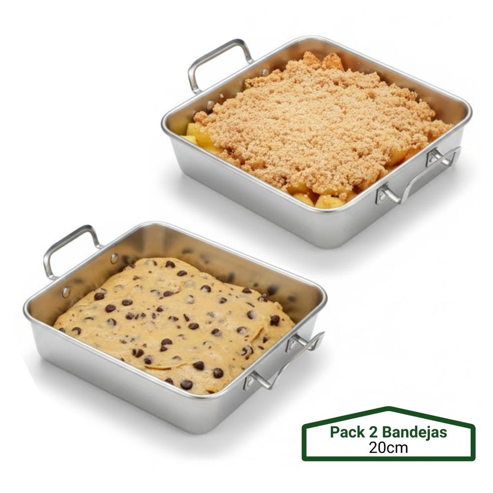 Bandeja de Acero Inoxidable con Asa para Cocina 21cm X2 Pzs