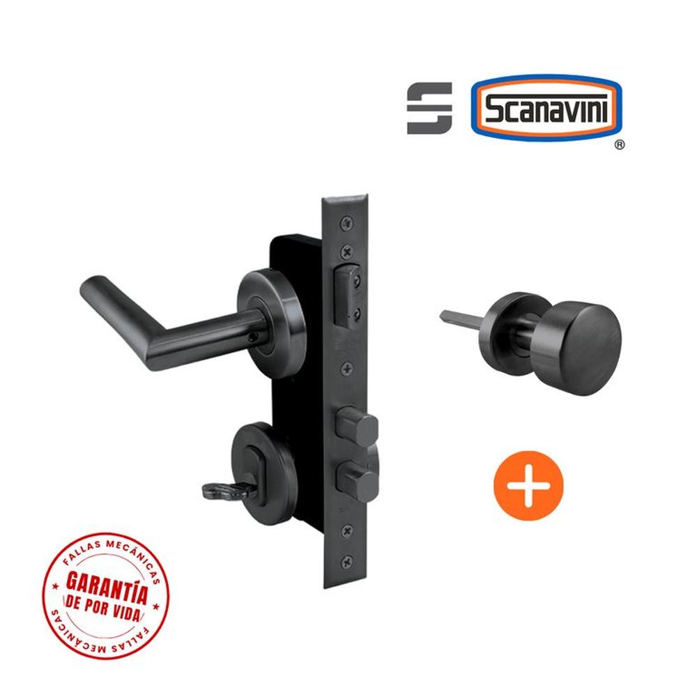 Cerradura de embutir principal 960R negro manilla DERECHA