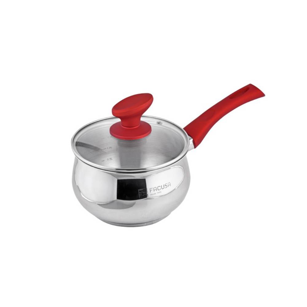 Set de Ollas x10 Flamenco en Acero inoxidable Tapa de Vidrio Color Rojo