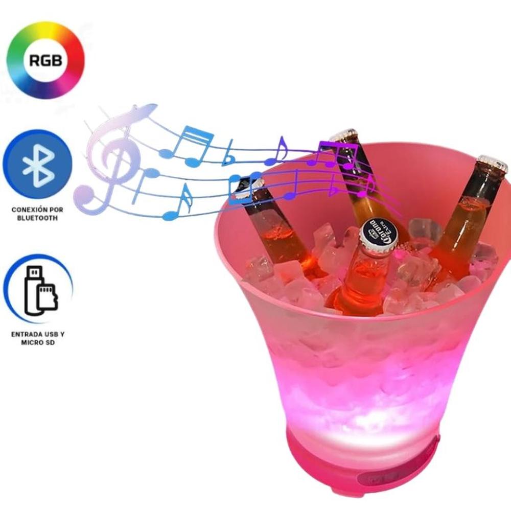 Parlante Hielera Bluetooth Recargable Luz RGB Cubeta Cubo 7 Litros