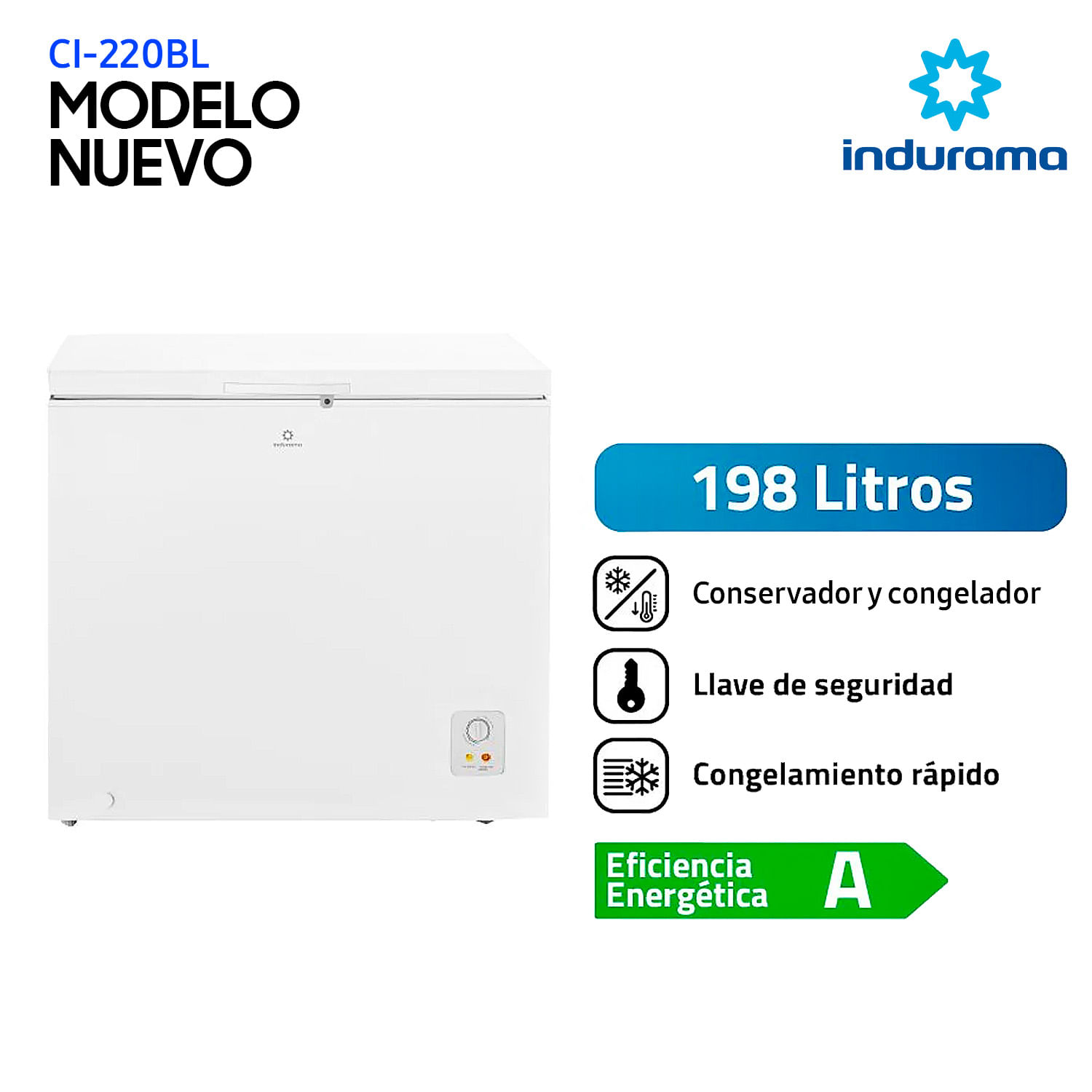 Congeladora Indurama 198 Litros CI-220BL Blanco