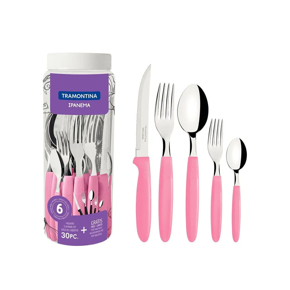 Juego de Cubiertos Ipanema Rosado 30 Piezas Tramontina