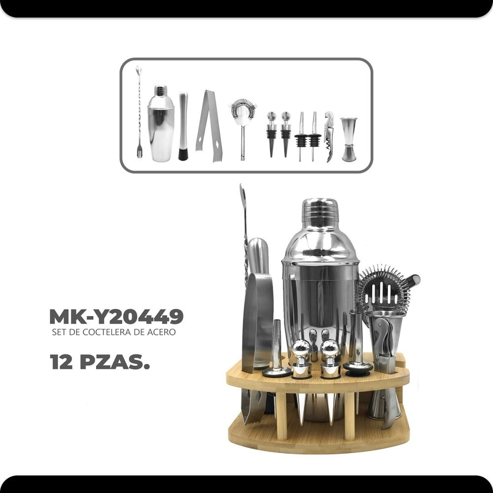 Kit Bartender Profesional de acero 12 piezas MK Y20449