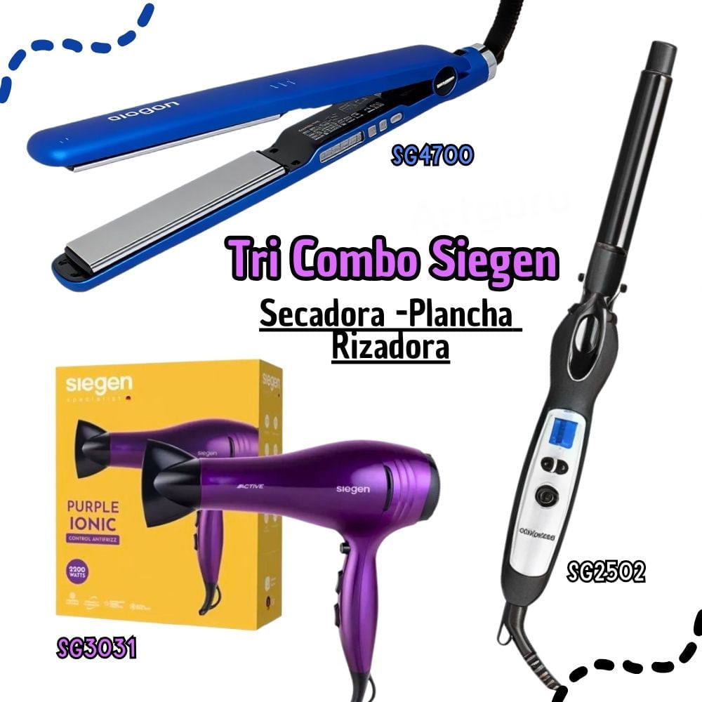 Tricombo Siegen Secadora SG3031 + Alisadora SG4700 + Rizadora SG2502