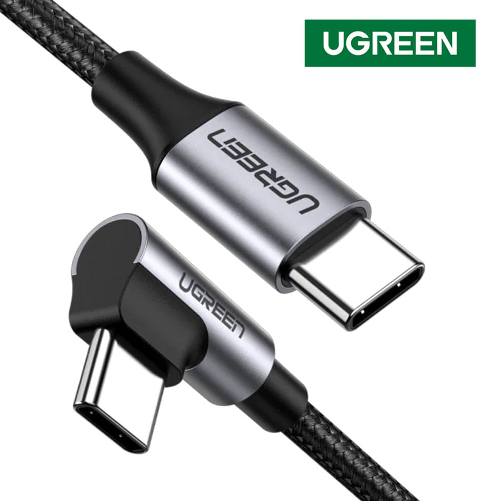 UGREEN 50125 Cable USB-C a USB-C de 2 metros ángulo recto de 90 Grados 60w