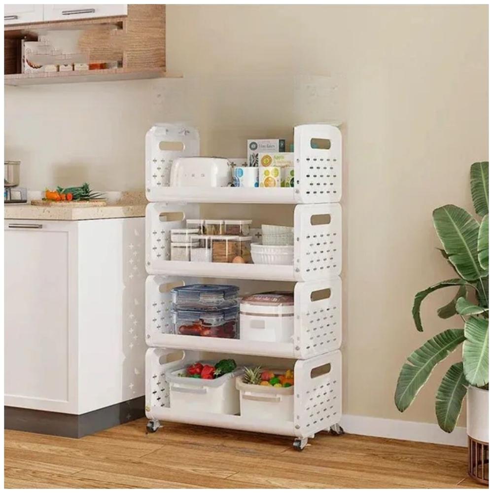 Estante Carrito para Almacenamiento 4 Niveles Multiusos Blanco