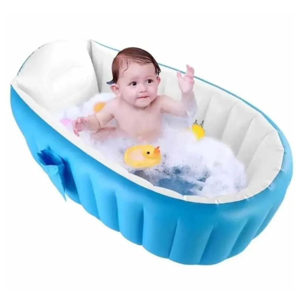 Bañera de bebe baño inflable Portátil Con Bomba celeste