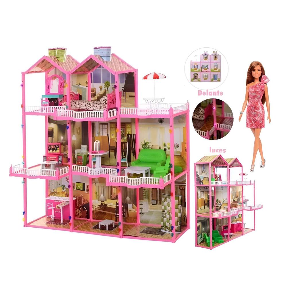 Casa de Muñecas Amoblada 3 Niveles 245 PCS y muñeca Casa de Muñecas Amoblada 3 Niveles 245 PCS y muñeca