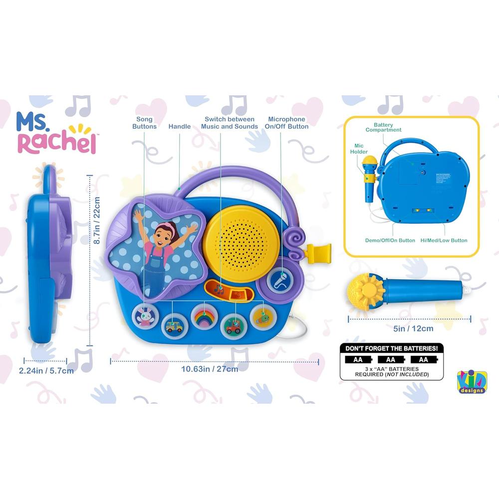 eKids Ms Rachel micrófono de karaoke infantil con música incorporada ...