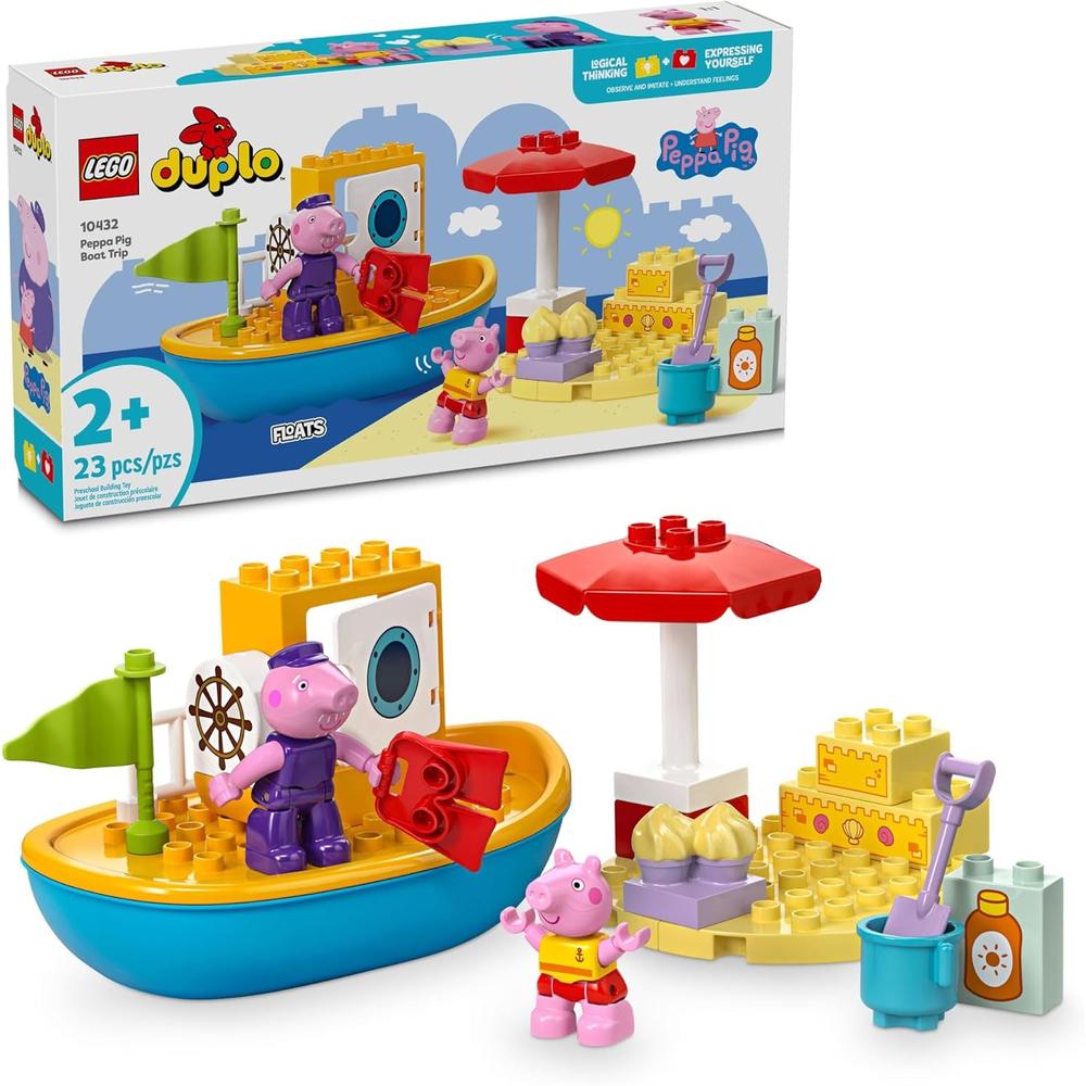 Lego Duplo Peppa Pig Paseo en barco, set de construcción con bloques y figuras Lego Duplo Peppa Pig Paseo en barco, set de construcción con bloques y figuras