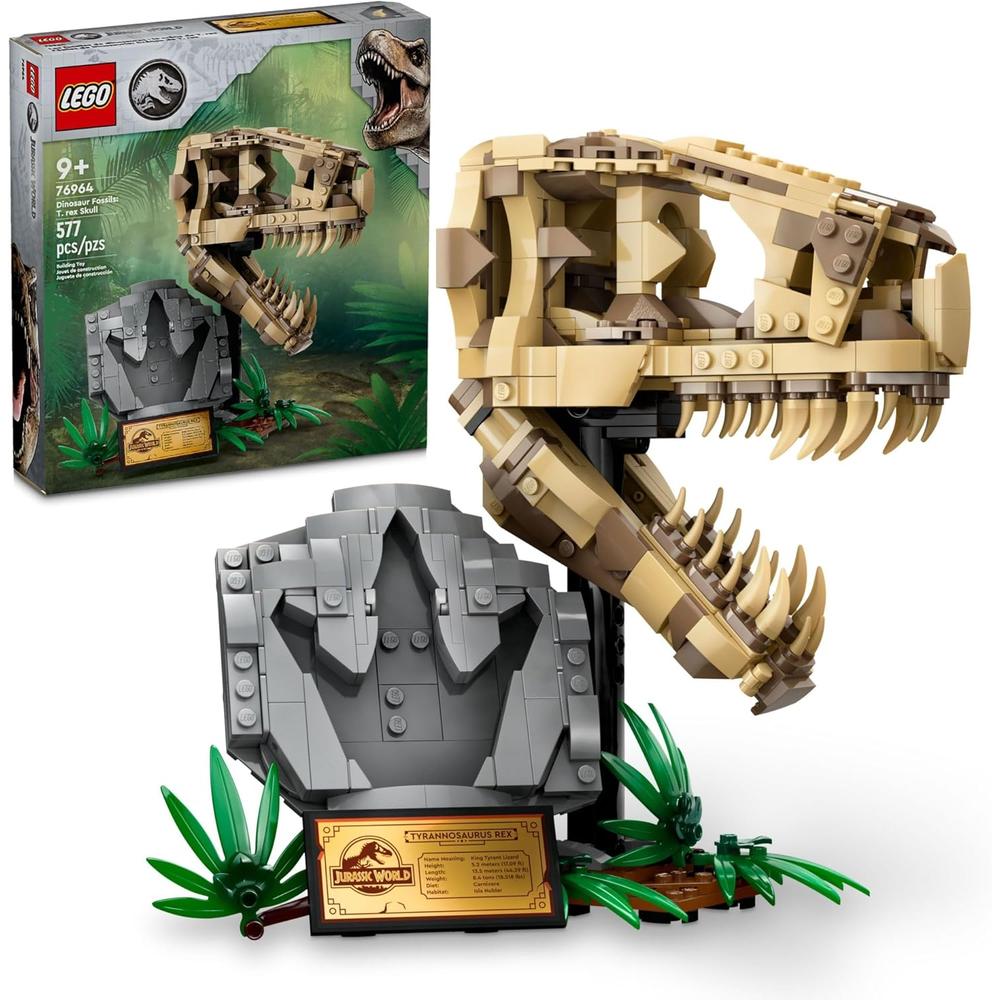 Lego Jurassic World Fósiles de dinosaurios, cráneo de T. Rex, set educativo Lego Jurassic World Fósiles de dinosaurios, cráneo de T. Rex, set educativo