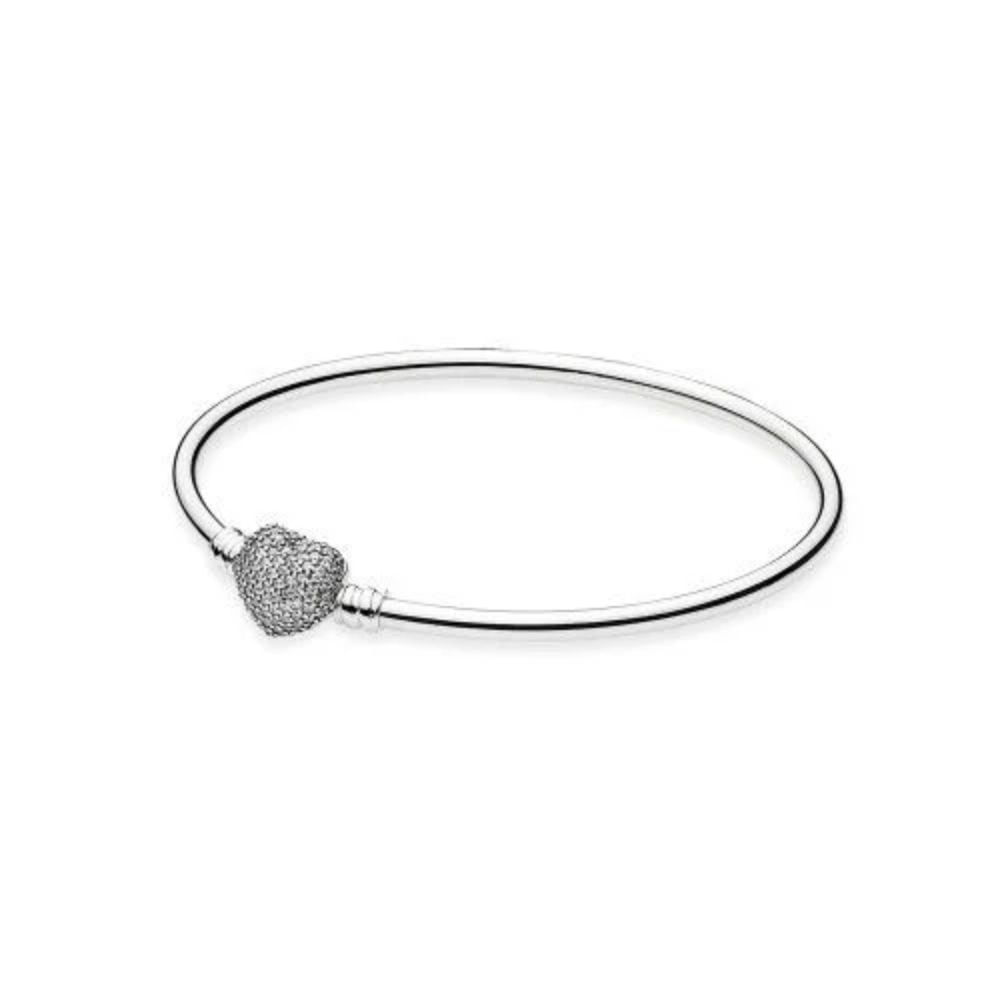 Brazalete Pandora corazón brillante Talla 19cm