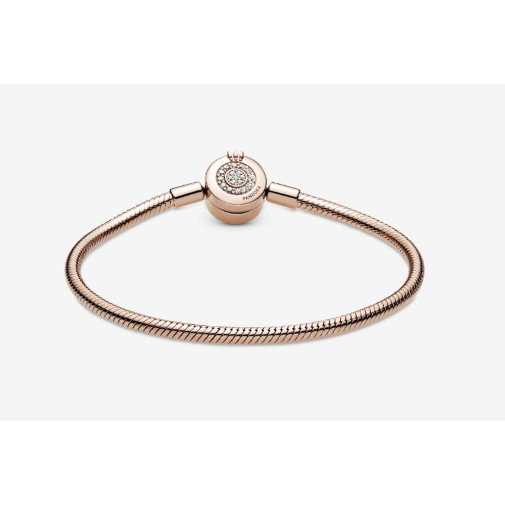 Brazalete Pandora corona O recubierto en oro rosa Talla 18cm