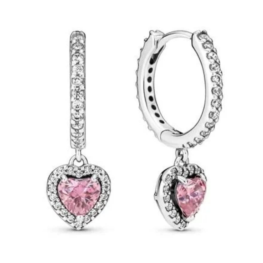 Aretes Pandora de aro corazón brillante Aretes Pandora de aro corazón brillante