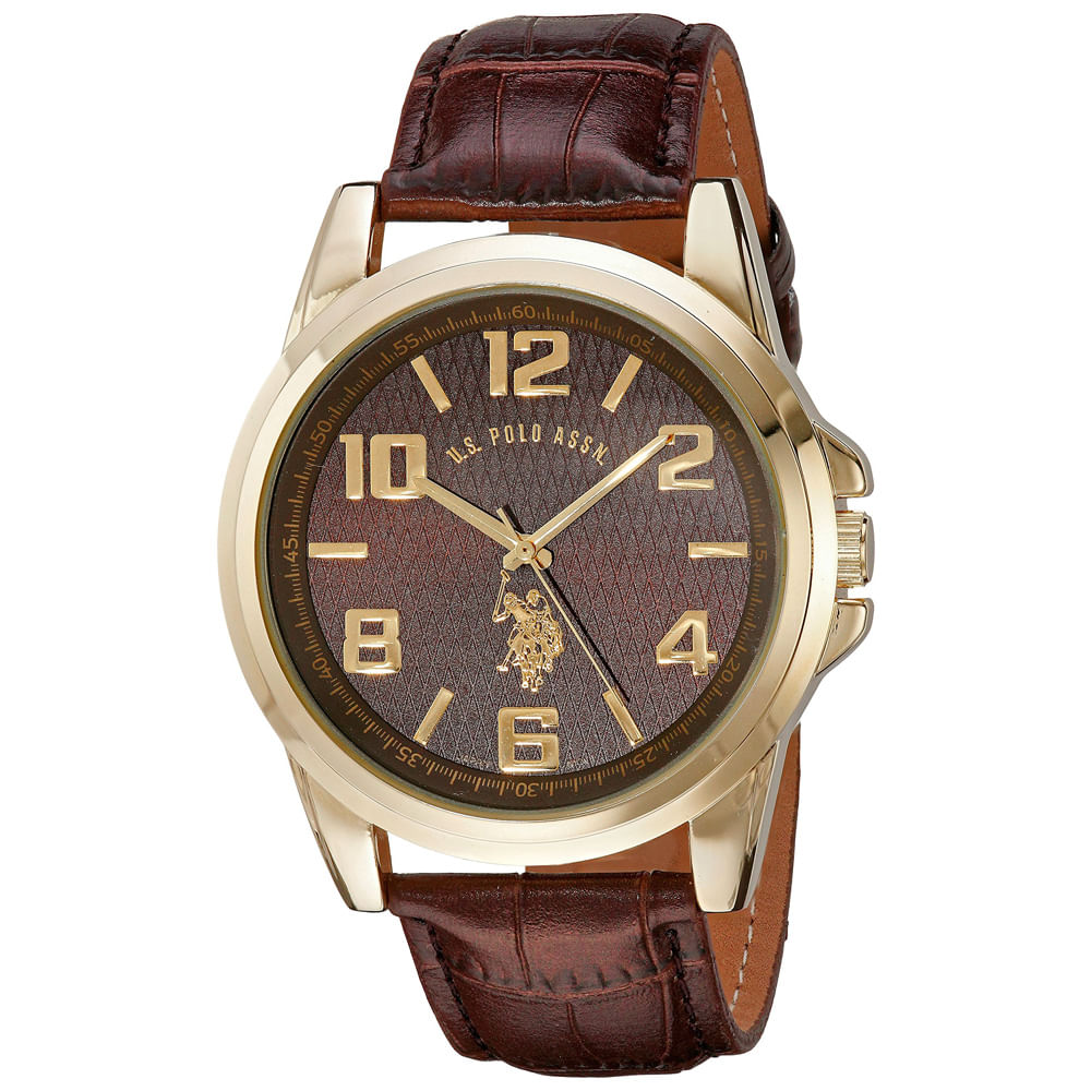 Reloj U.S. Polo Assn. USC50167 Dorado Correa y Dial Marrón