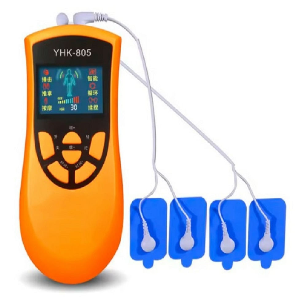 Masajeador Eléctrico con parches Tens Electrodos-Anaranjado