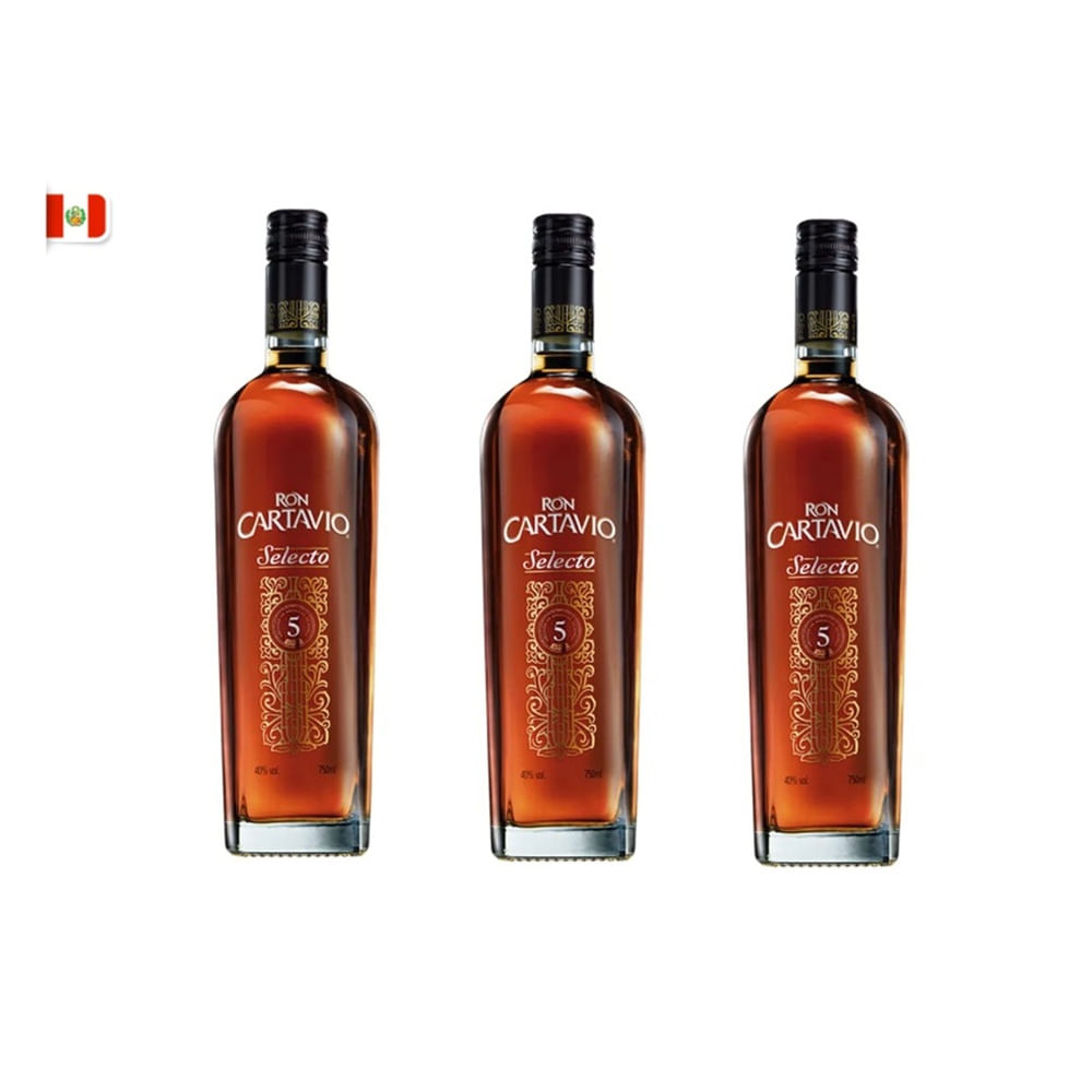 Ron CARTAVIO Selecto 5 años Botella 750ml por 03 Unidades