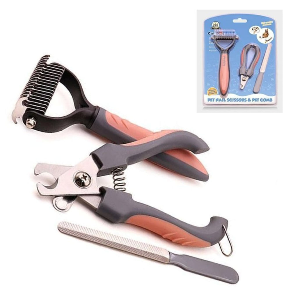 PEINE DESMOTADOR CORTA UÑAS Y LIMA KIT CORAL PEQUEÑO PLOMO ROSA PEINE DESMOTADOR CORTA UÑAS Y LIMA KIT CORAL PEQUEÑO PLOMO ROSA