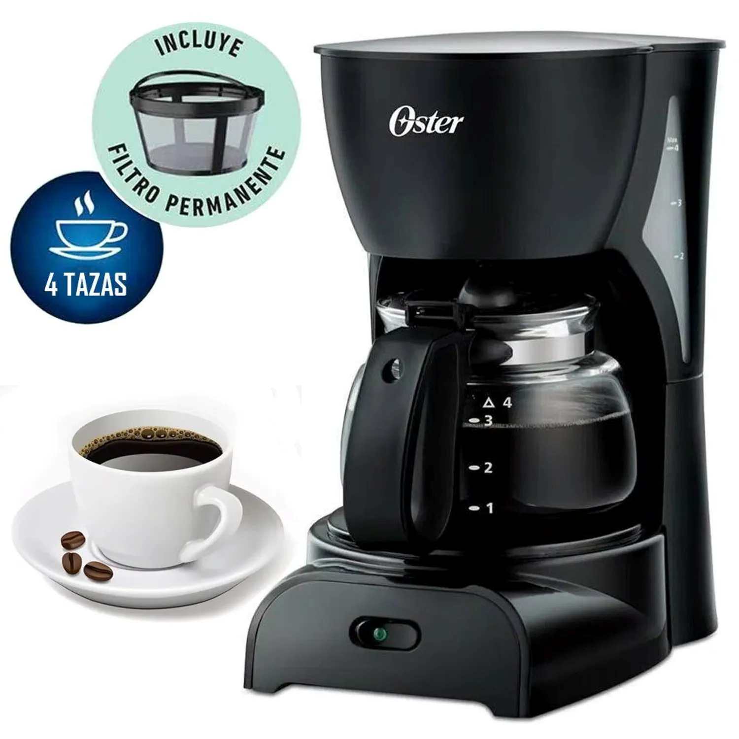 Cafetera Oster BVSTDCDR5B De 4 Tazas - Negra