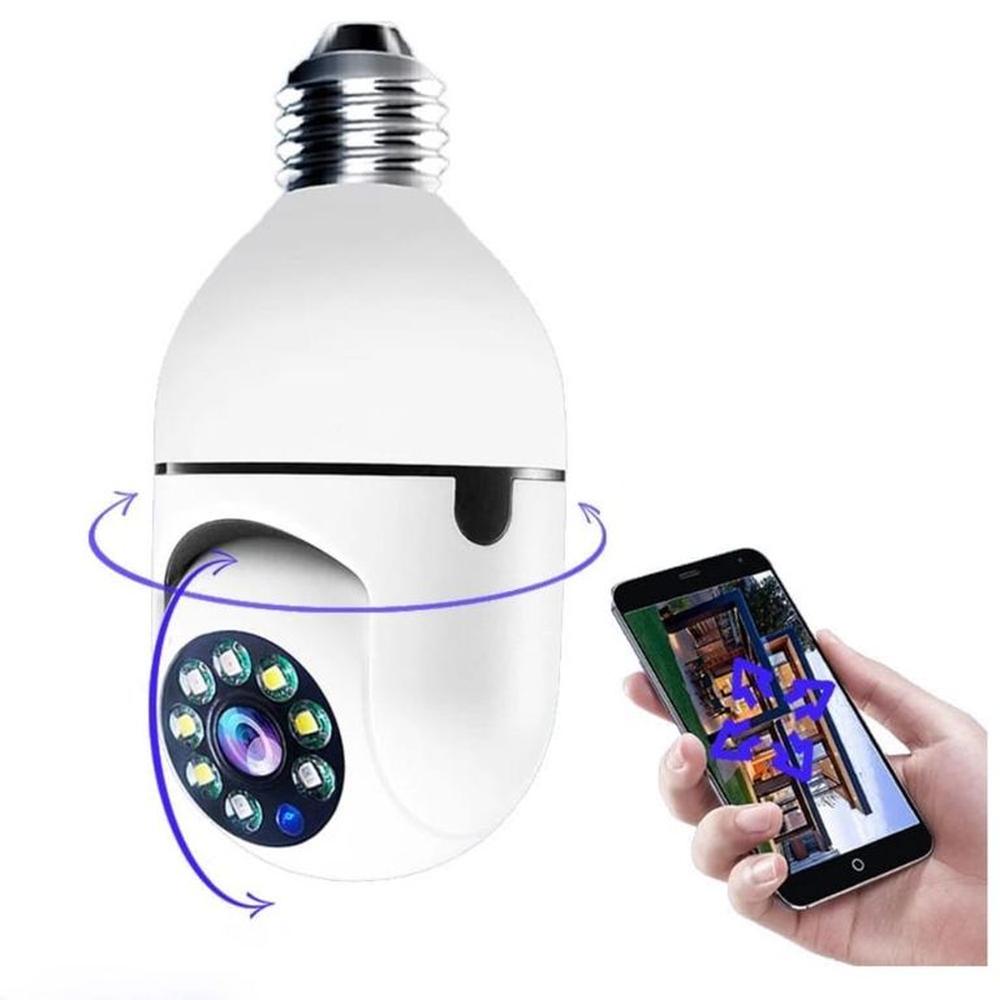 Cámara Tipo Foco Seguridad Vigilancia Giratorio Aplicativo