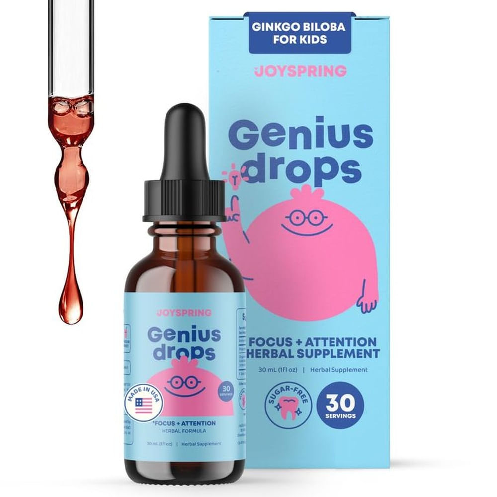 JoySpring Genius Drops  Fórmula Herbal Orgánica para Enfoque Memoria y Calma