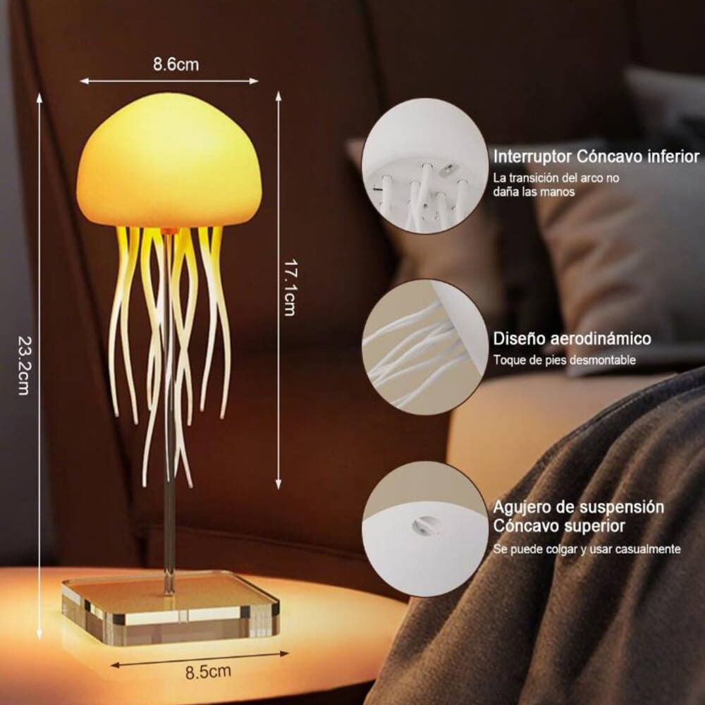 Lámpara Medusa Inteligente RGB Con Base Transparente  Luz Ambiental Nocturna Recargable USB