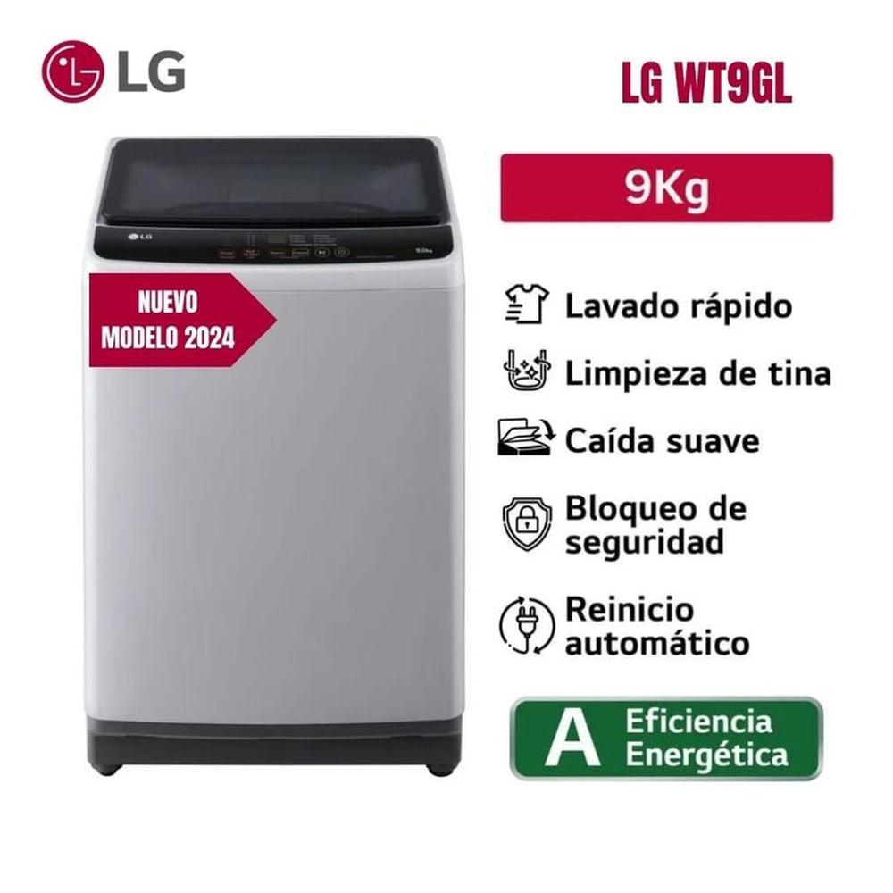 Lavadora LG WT9GL Carga Superior 9kg Gris  Lavado rapido  Bloqueo de seguridad