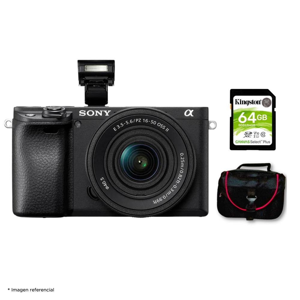 Cámara Sony Alpha a6400 Mirrorless + Lente 16-50mm II + Kit Básico