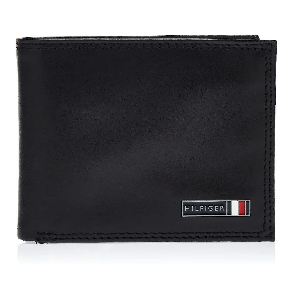 TOMMY HILFIGER Billetera RFID Edisto Delgada de Cuero - Negro