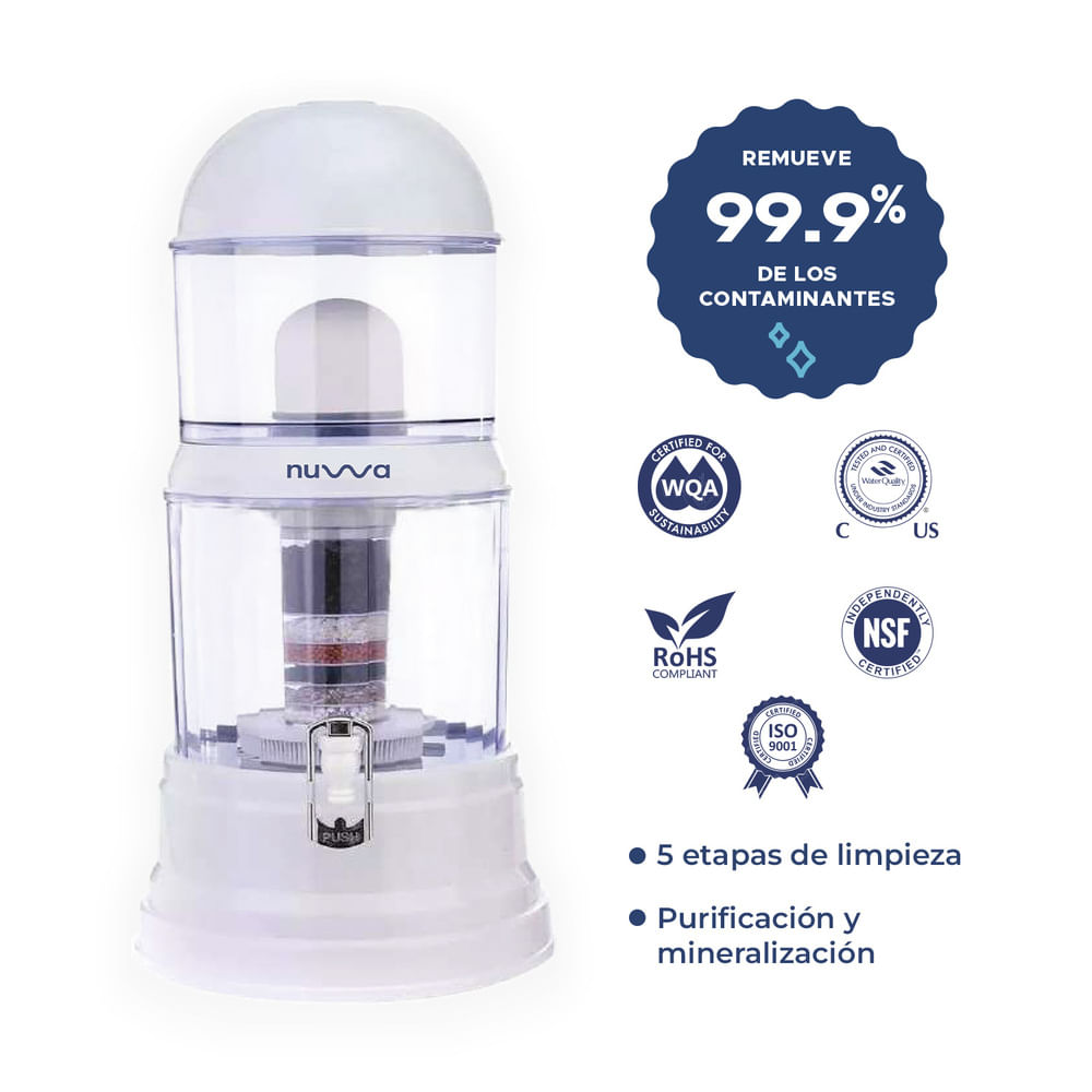 Filtro Purificador de Agua Bidón purificador Nuwa 14 Litros - Blanco NUBIDON14 Filtro Purificador de Agua Bidón purificador Nuwa 14 Litros - Blanco NUBIDON14