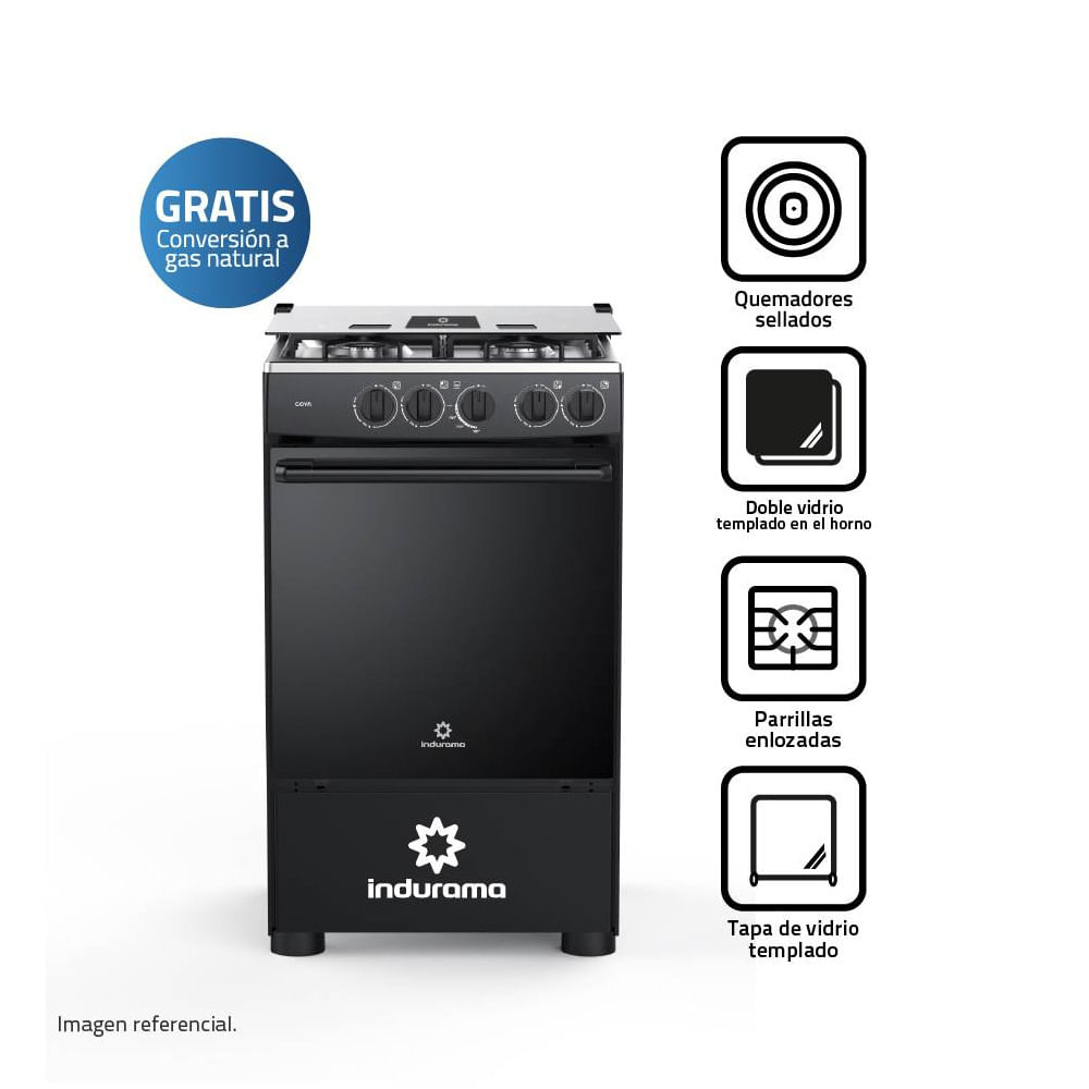 Cocina Indurama Goya 4 Hornillas Negra Cocina Indurama Goya 4 Hornillas Negra
