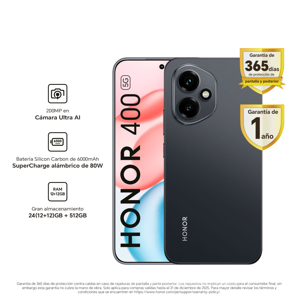 Celular Honor 400 12GB+512GB Midnight Black