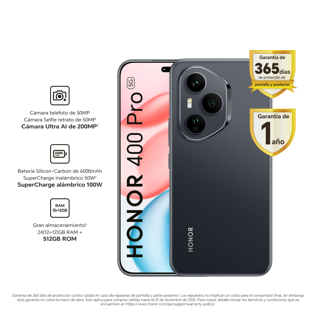 Celular Honor 400 PRO 12+512GB Mid Black