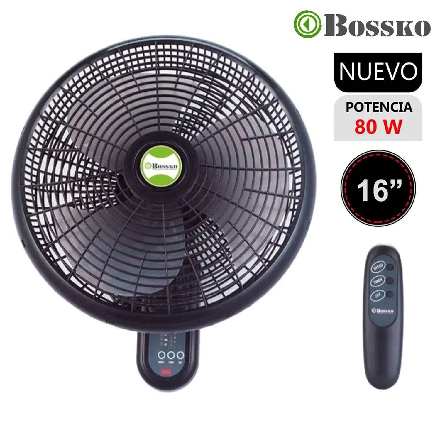 Ventilador de Pared con Control Remoto Bossko BK-8210PD