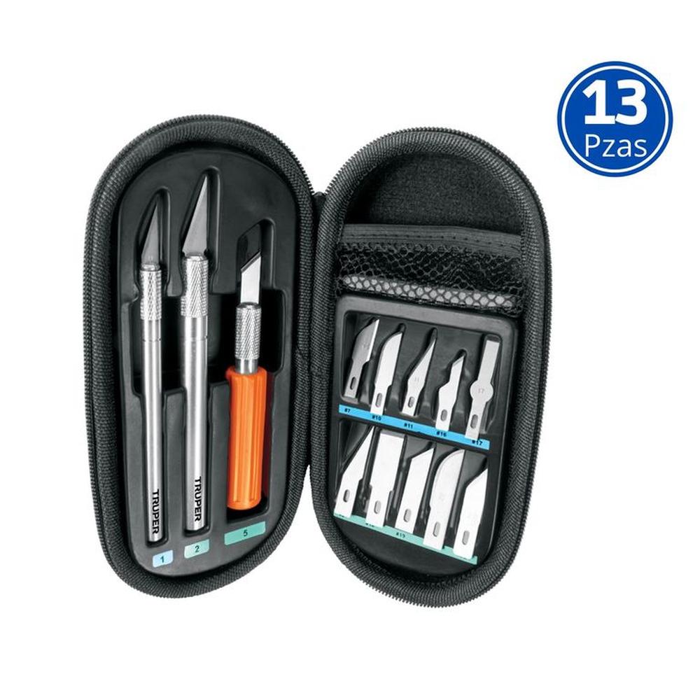 Juego Cutter precisión Cuchilla Exacto Hobby Truper 13 Piezas