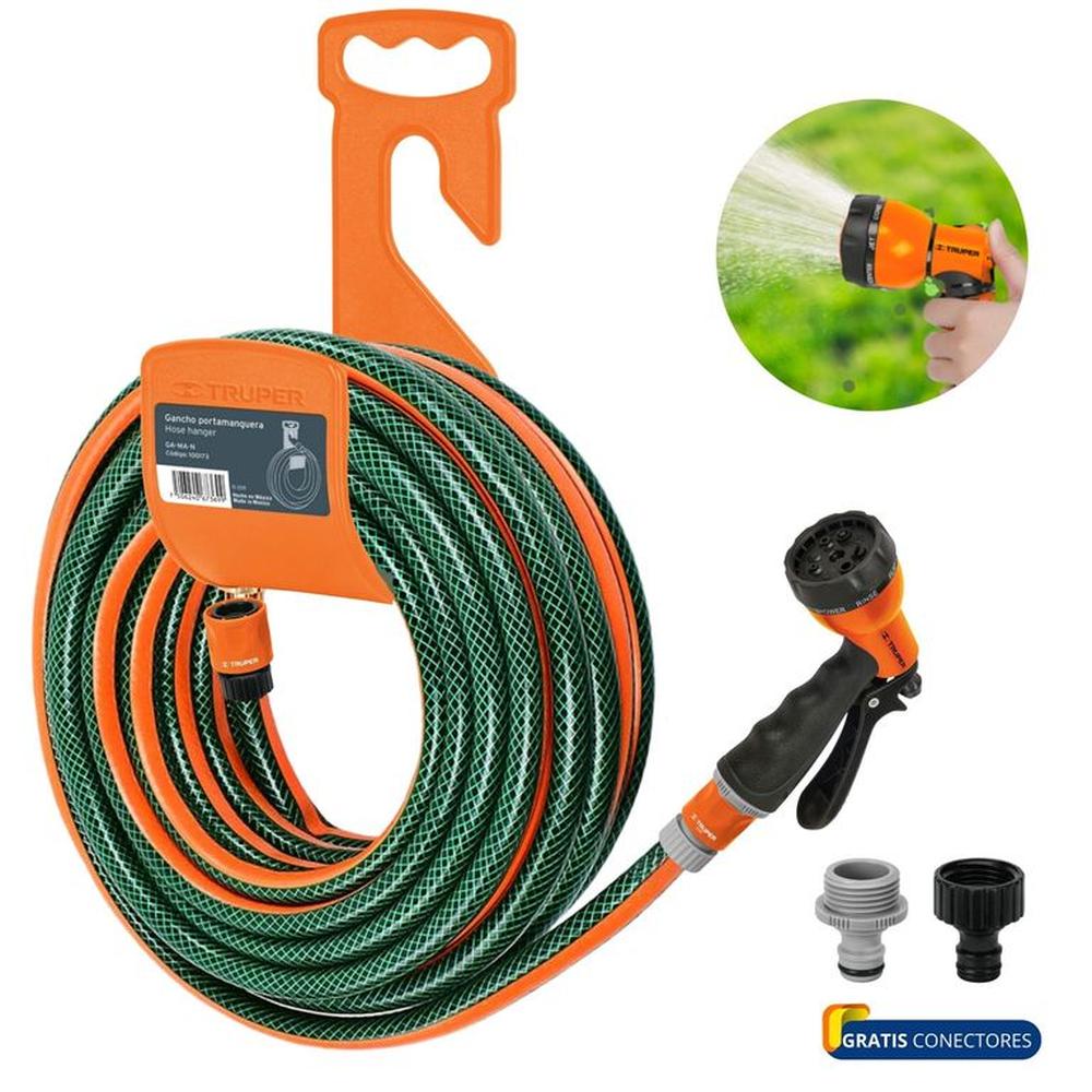 Combo manguera de riego 1-2X25m portamanguera pistola de riego ERGO Verde
