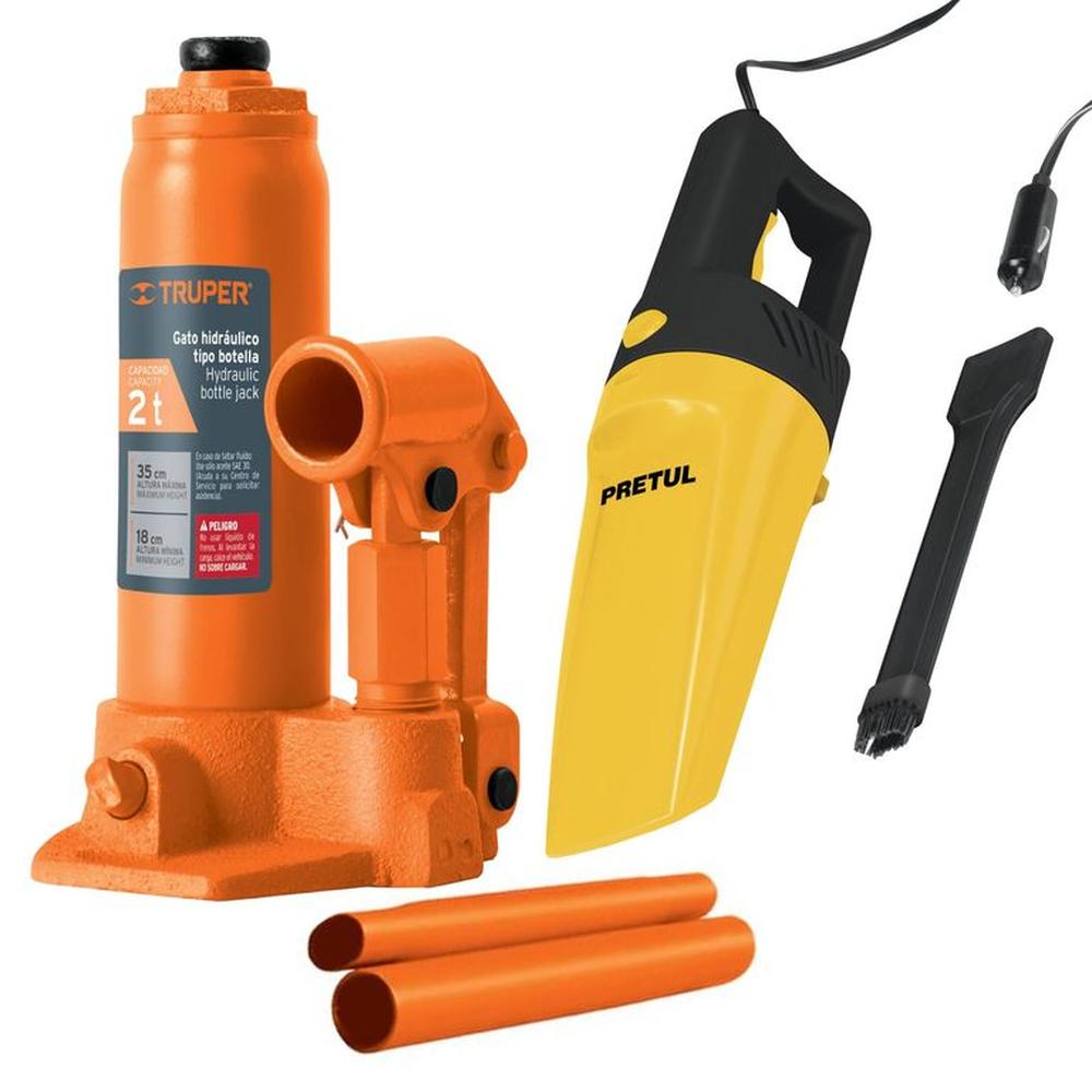 Combo Gata hidráulica botella 2 ton, Aspiradora de auto